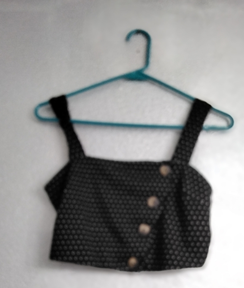 Women's Free People Black With White Polka Dots Cropped Top    Size XS